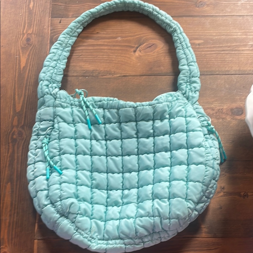 Quilted Aqua Shoulder Bag